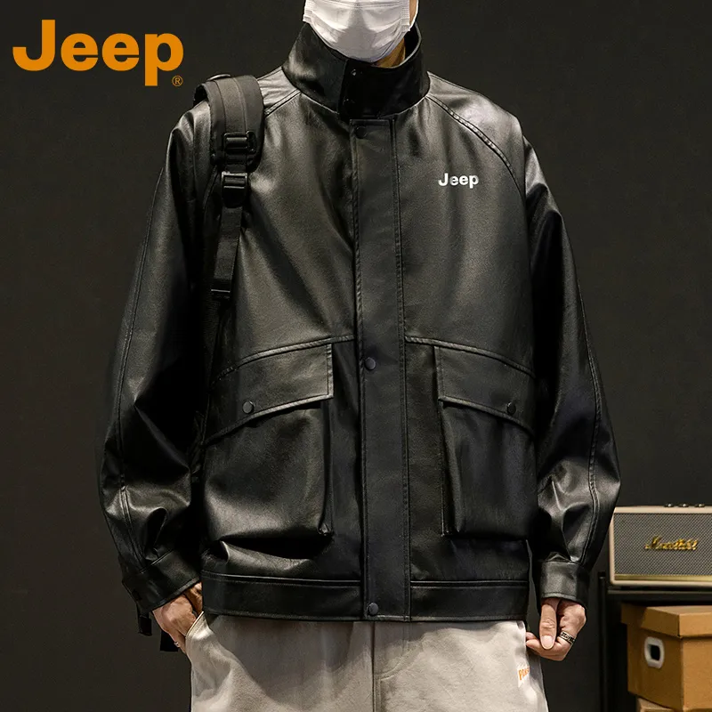 Jeep Black Knight Series Leather Jacket Unisex-4