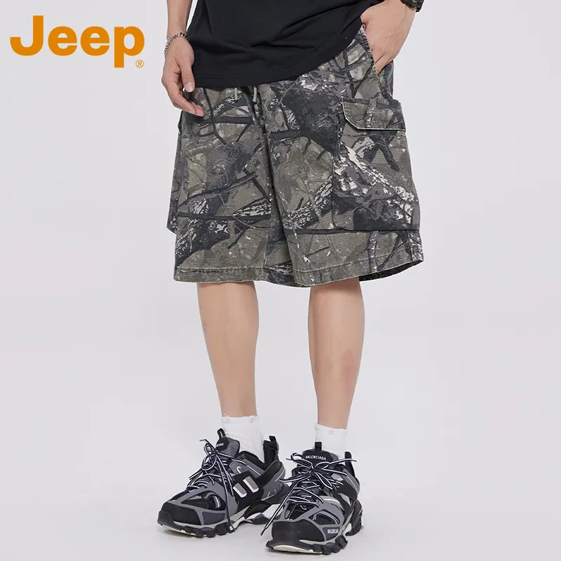 Jeep Casual Shorts Unisex Gray Resin Camouflage-6