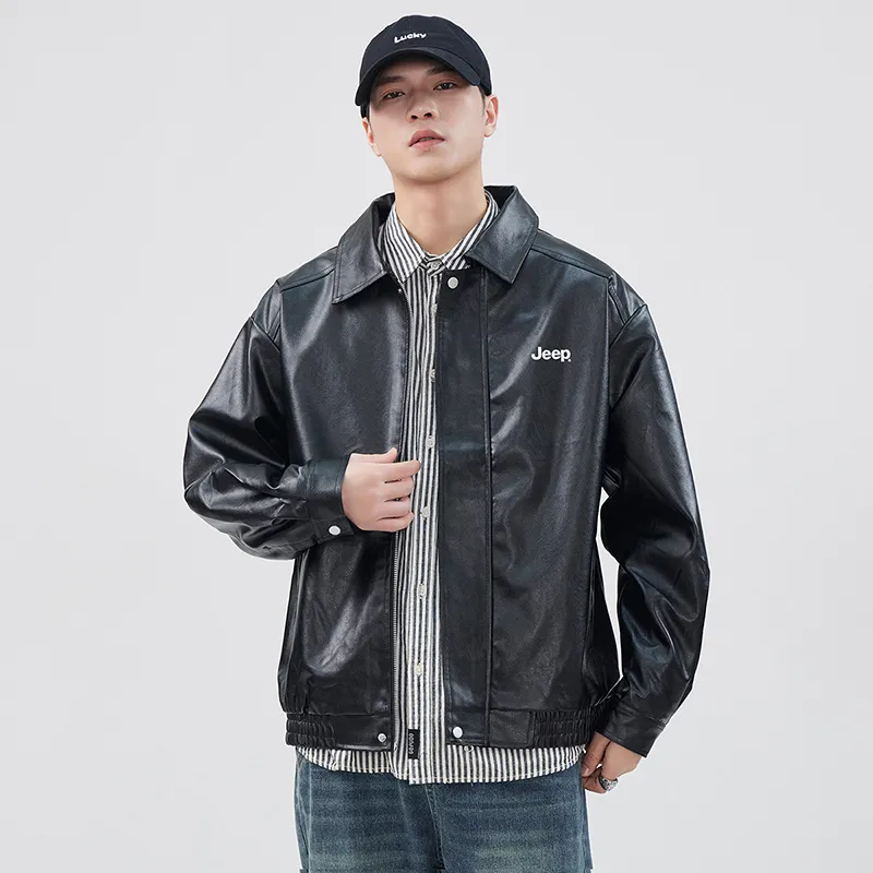 Jeep Fashion Sports Collection Leather Jacket Unisex-2