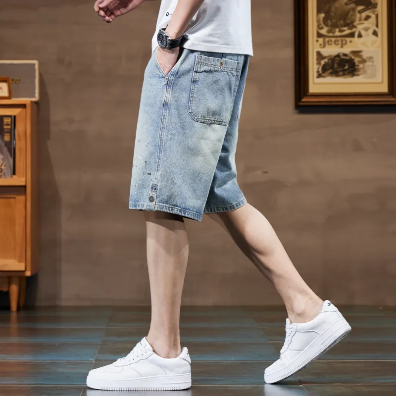 Jeep Denim Shorts Men's Light Pine Blue-3