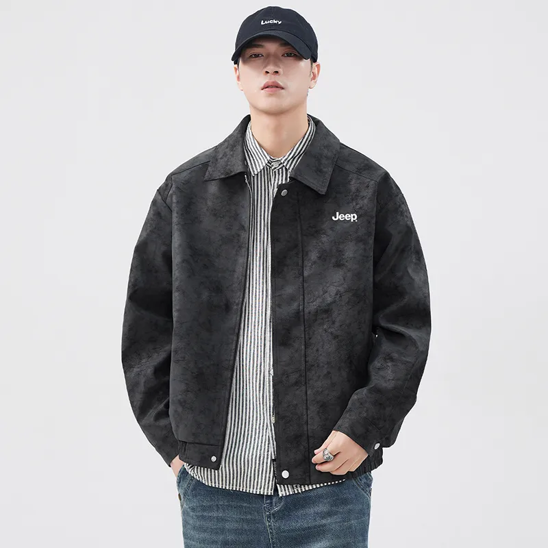 Jeep Fashion Sports Collection Leather Jacket Unisex-14