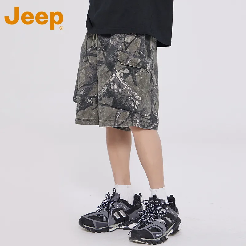 Jeep Casual Shorts Unisex Gray Resin Camouflage-5