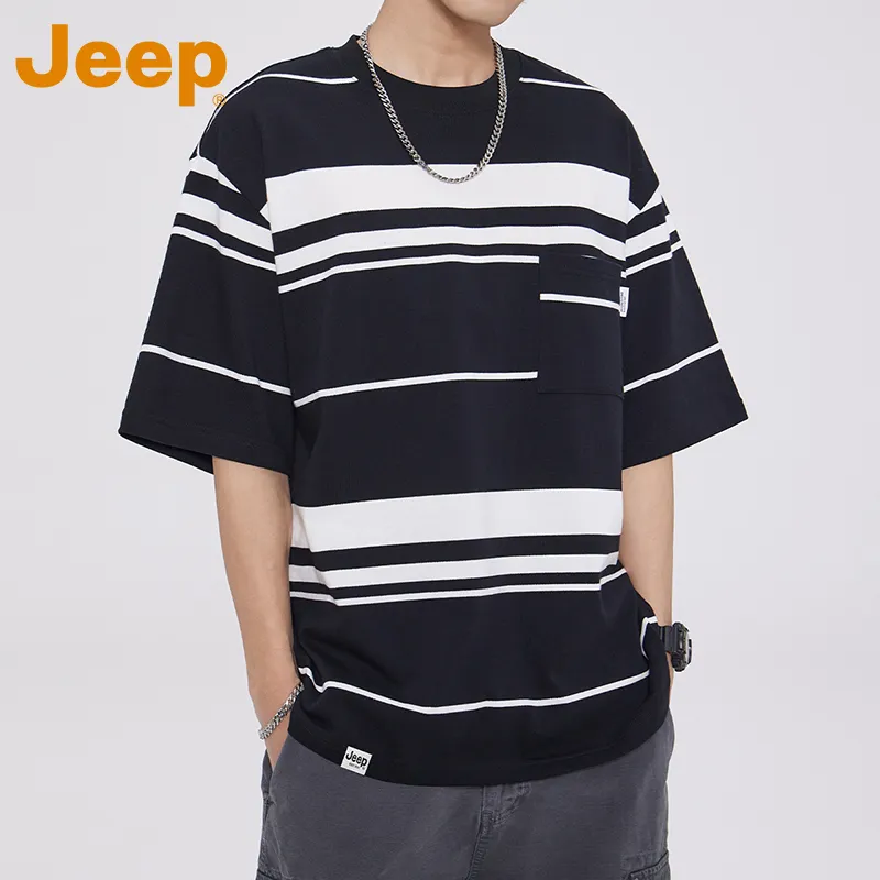 Jeep JEEPlifestyle T Shirt Unisex Black White Stripes-4