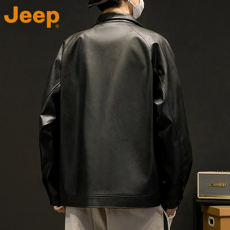Jeep Black Knight Series Leather Jacket Unisex-5