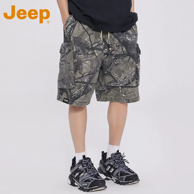 Jeep Casual Shorts Unisex Gray Resin Camouflage-4