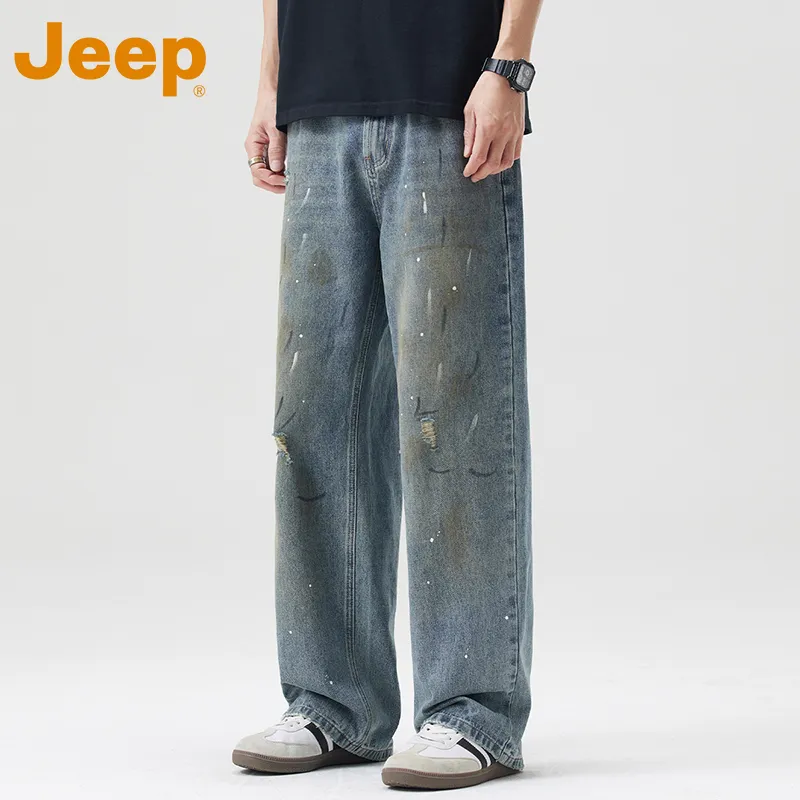 Jeep Fashion Sports Collection Jeans Unisex Vintage Blue-4