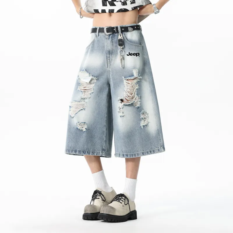 Jeep Denim Shorts Men's Light Blue-5