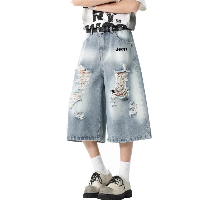 Jeep Denim Shorts Men's Light Blue-1