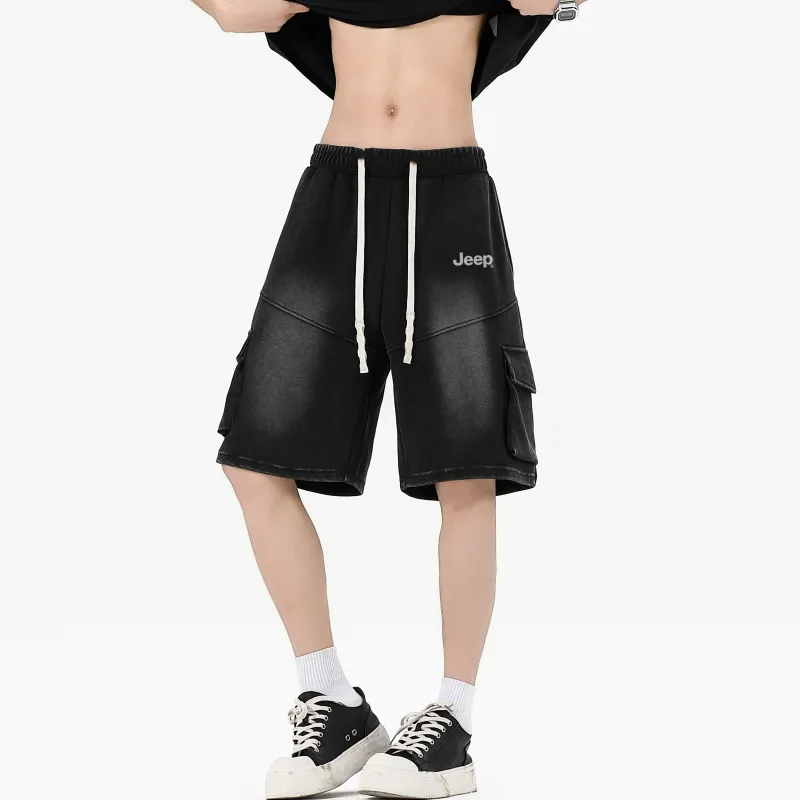 Jeep Denim Shorts Unisex Black, Includes Free Travel Set-6