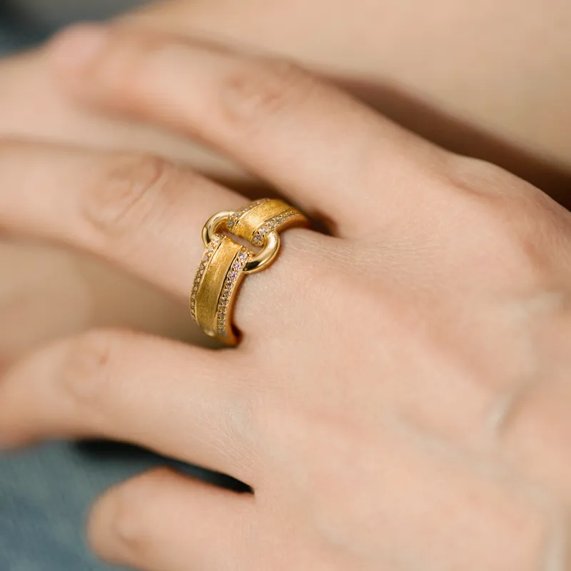 Fengyun Pavilion S925 Silver Rings Women's Gold-1