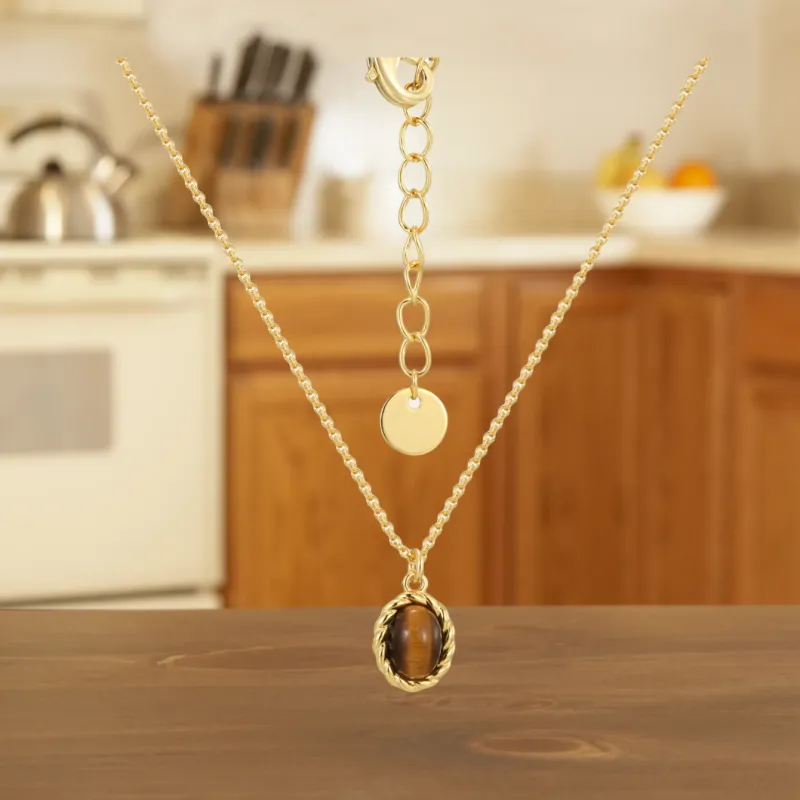 Fengyun Pavilion Tiger's Eye Stone Necklaces Women's-4