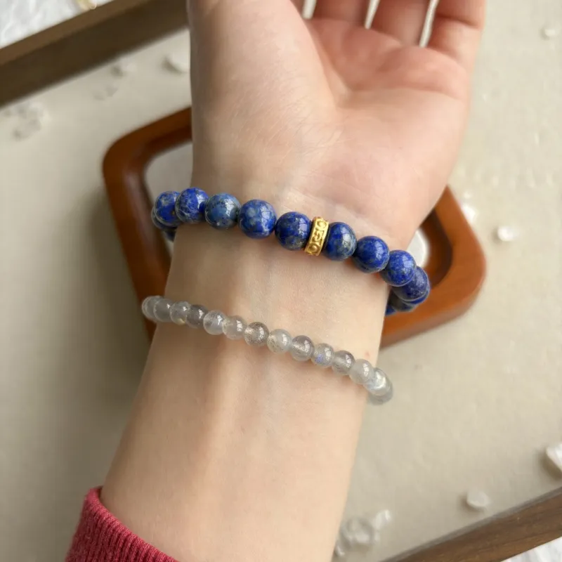 Fengyun Pavilion Blue Striped Stone Bracelets Women's-5