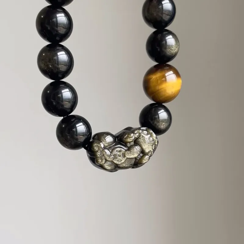 Fengyun Pavilion Obsidian Jade Bracelets Unisex-5