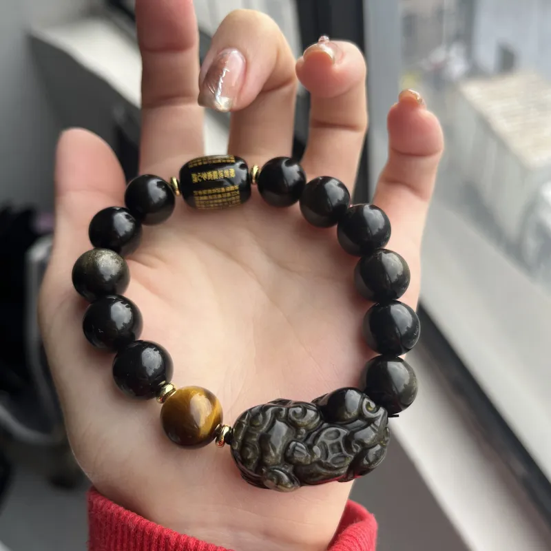 Fengyun Pavilion Obsidian Jade Bracelets Unisex-3