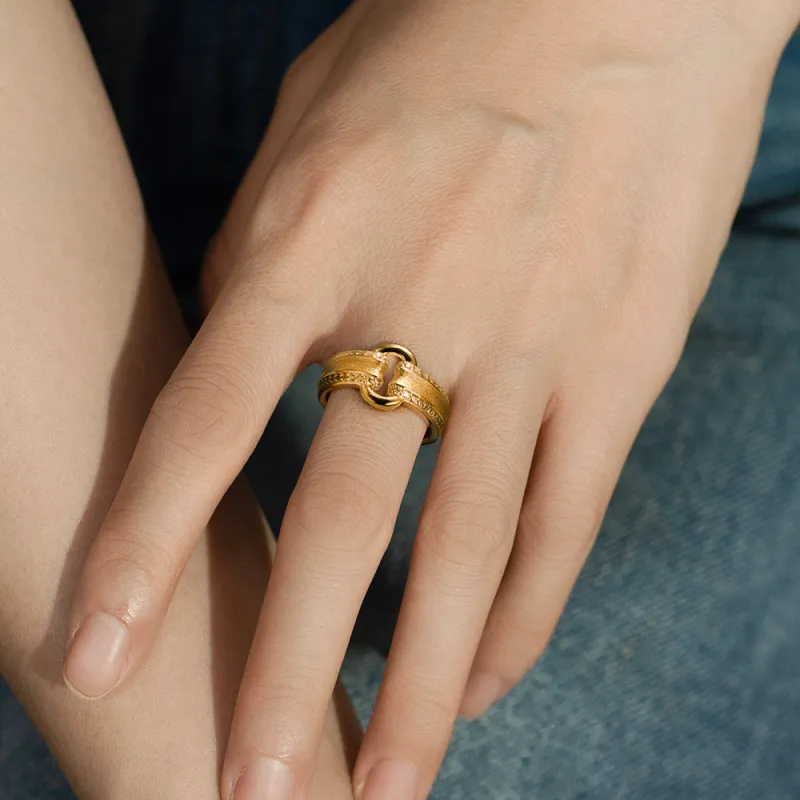 Fengyun Pavilion S925 Silver Rings Women's Gold-2