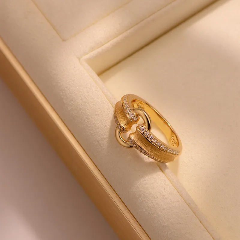 Fengyun Pavilion S925 Silver Rings Women's Gold-3