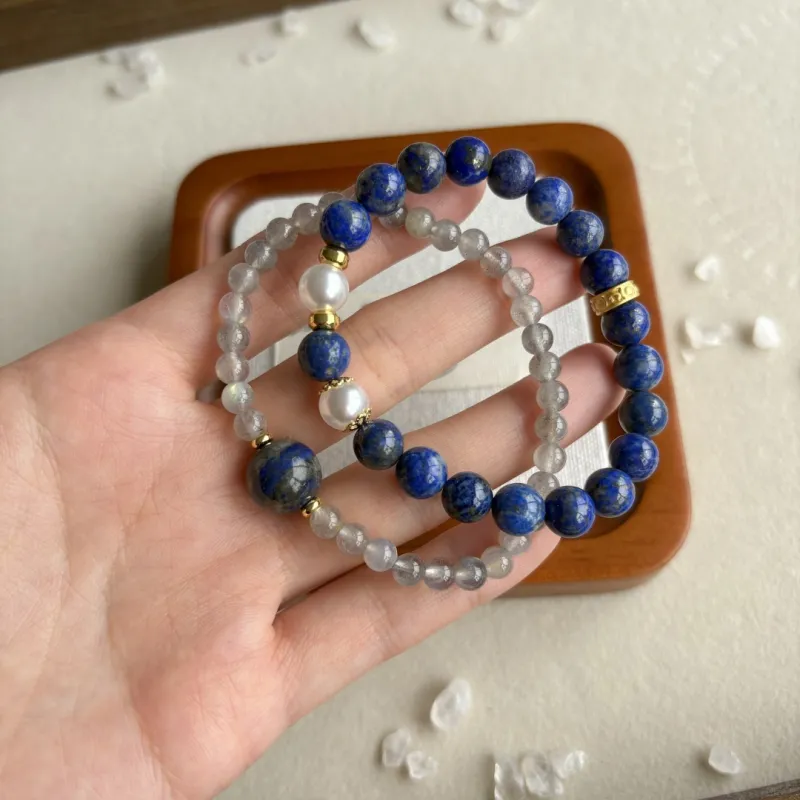 Fengyun Pavilion Blue Striped Stone Bracelets Women's-2