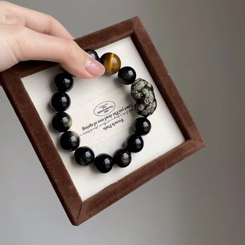 Fengyun Pavilion Obsidian Jade Bracelets Unisex-8