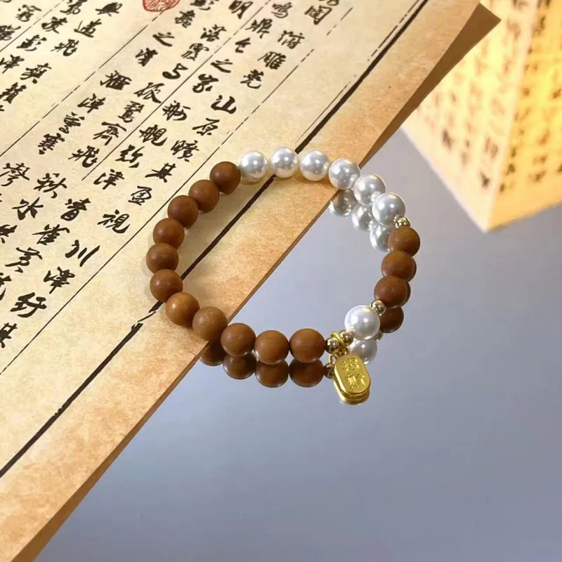 Fengyun Pavilion Barbie Sandalwood Wooden Bracelets Women's-2
