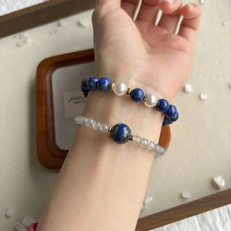 Fengyun Pavilion Blue Striped Stone Bracelets Women's-4