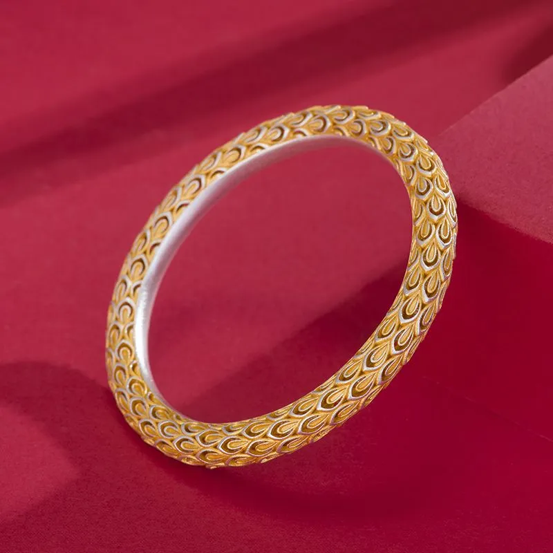 RURA 999 Fine Silver Bangles Women's Gold-4
