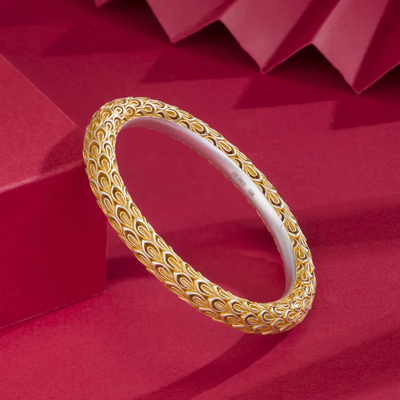 RURA 999 Fine Silver Bangles Women's Gold-1
