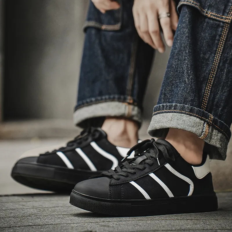 LINGPAO Abrasion Resistant Breathable Slip Resistant Low Top Skateboard Shoes Men's-4