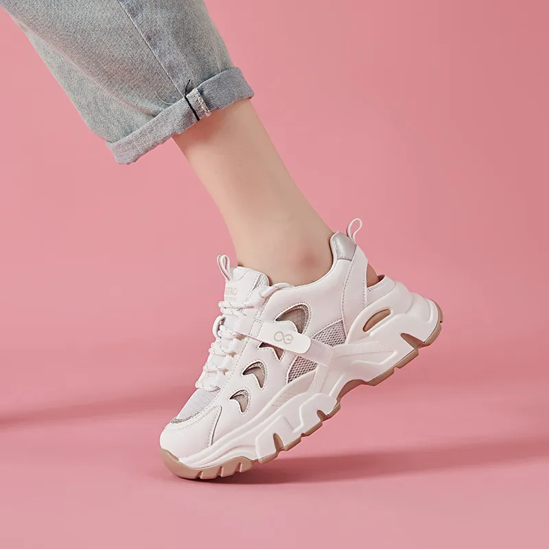 LINGPAO Chunky Sneakers Lightweight Height Increasing Low-Top Athletic Shoes Women's-7