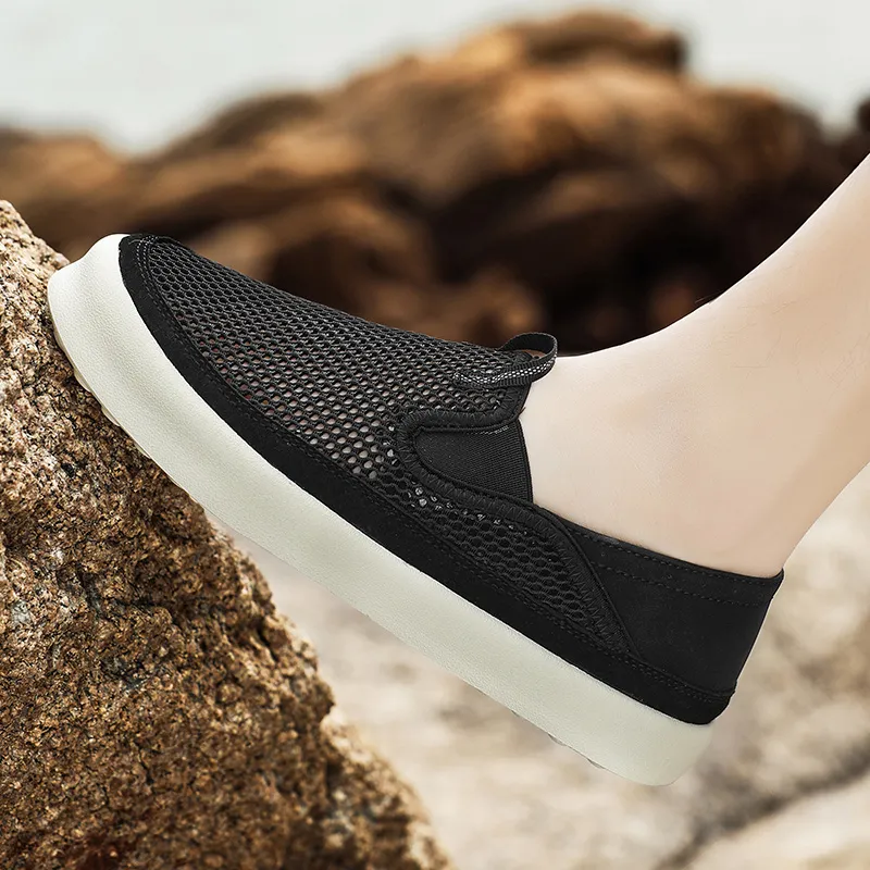 LINGPAO Casual Shoes Men Low Top Sand/Black/Gray-8