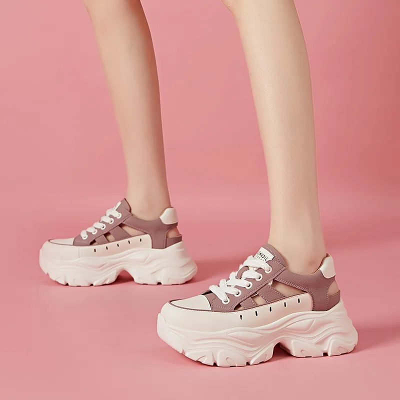 LINGPAO Breathable Low Top Chunky Sneakers Women's-9