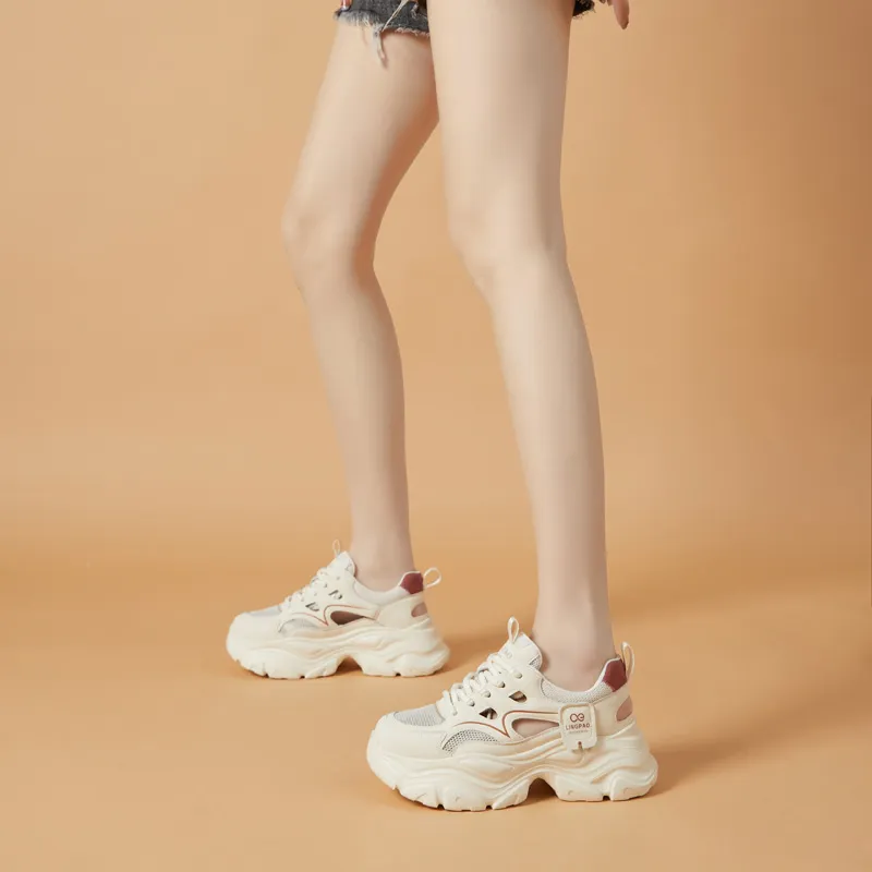 LINGPAO Lightweight Height Increasing Low-Top Chunky Sneakers Women's-24