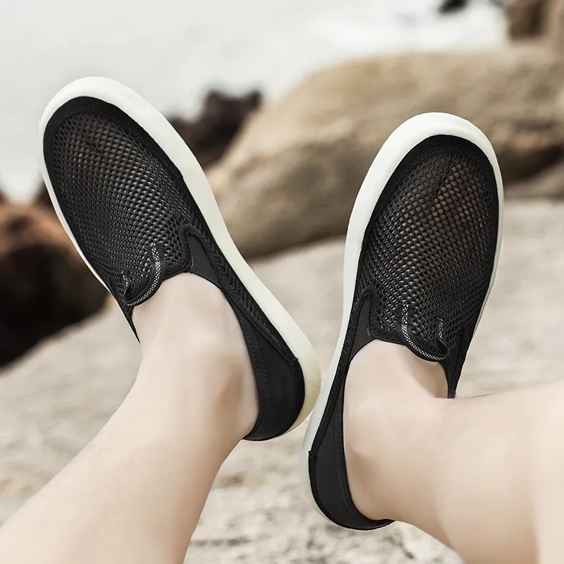 LINGPAO Casual Shoes Men Low Top Sand/Black/Gray-9