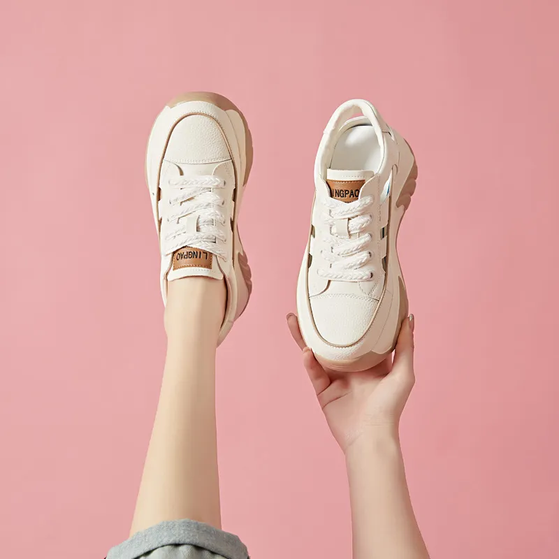 LINGPAO Breathable Low-Top Chunky Sneakers Women's-10