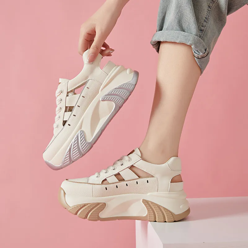 LINGPAO Breathable Low-Top Chunky Sneakers Women's-13