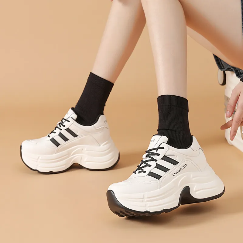 LINGPAO Slip Resistant Low Top Chunky Sneakers Women's-4