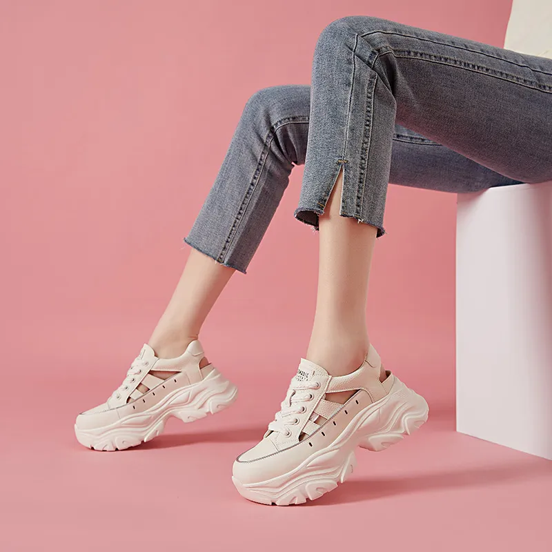 LINGPAO Breathable Low Top Chunky Sneakers Women's-4