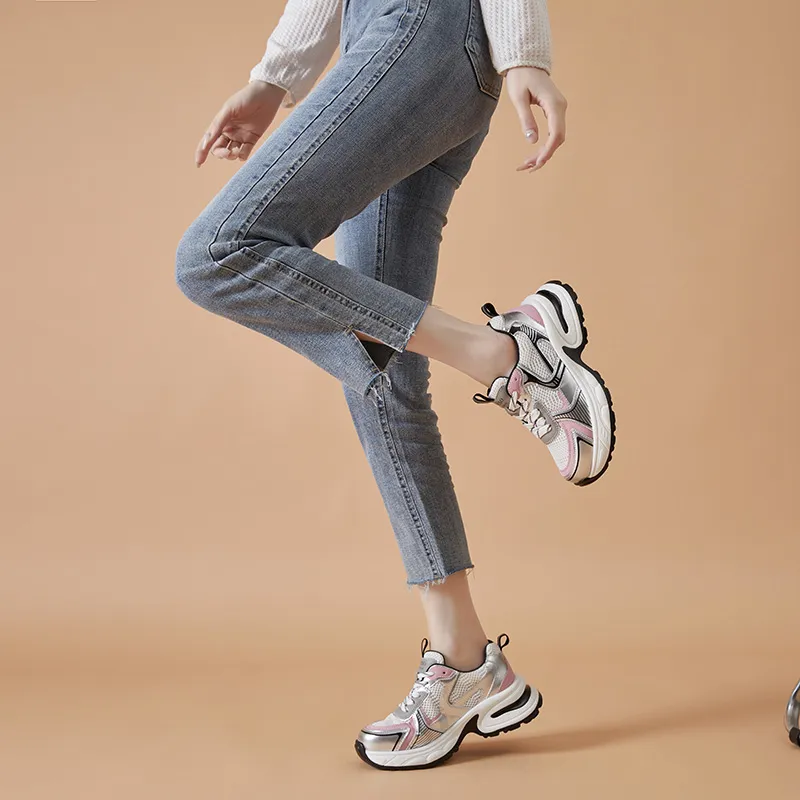 LINGPAO Breathable Height Increasing Low-Top Chunky Sneakers-10