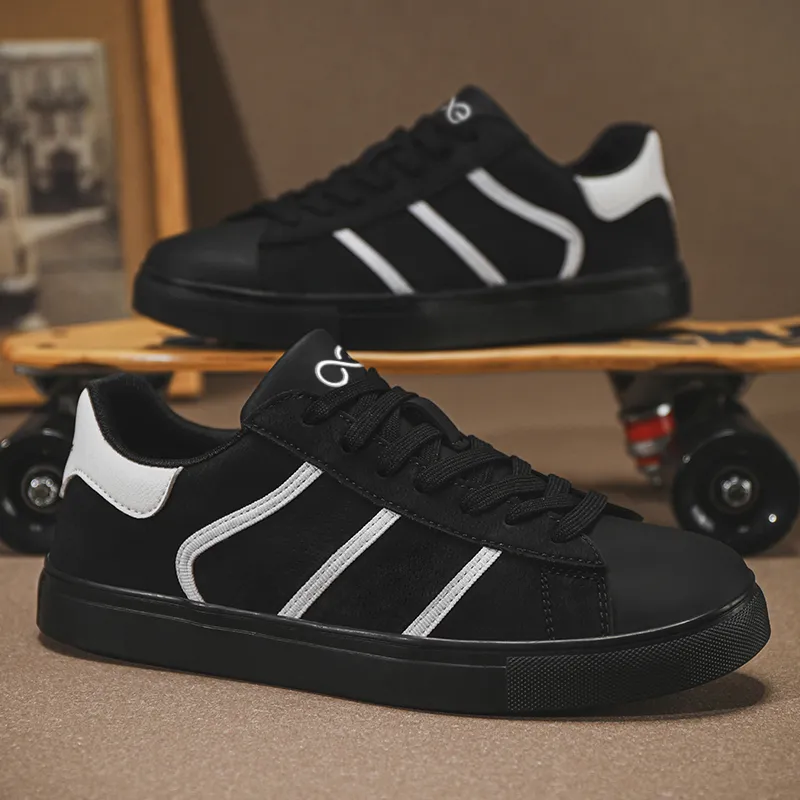 LINGPAO Abrasion Resistant Breathable Slip Resistant Low Top Skateboard Shoes Men's-2