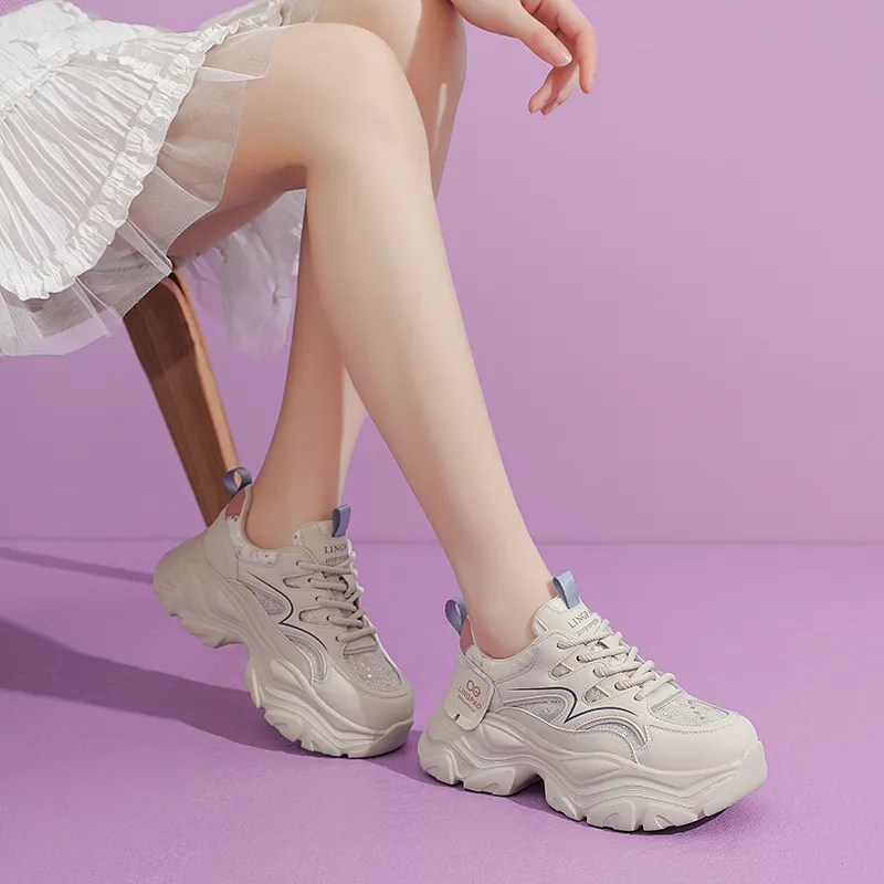 LINGPAO Low Top Chunky Sneakers Women's-4