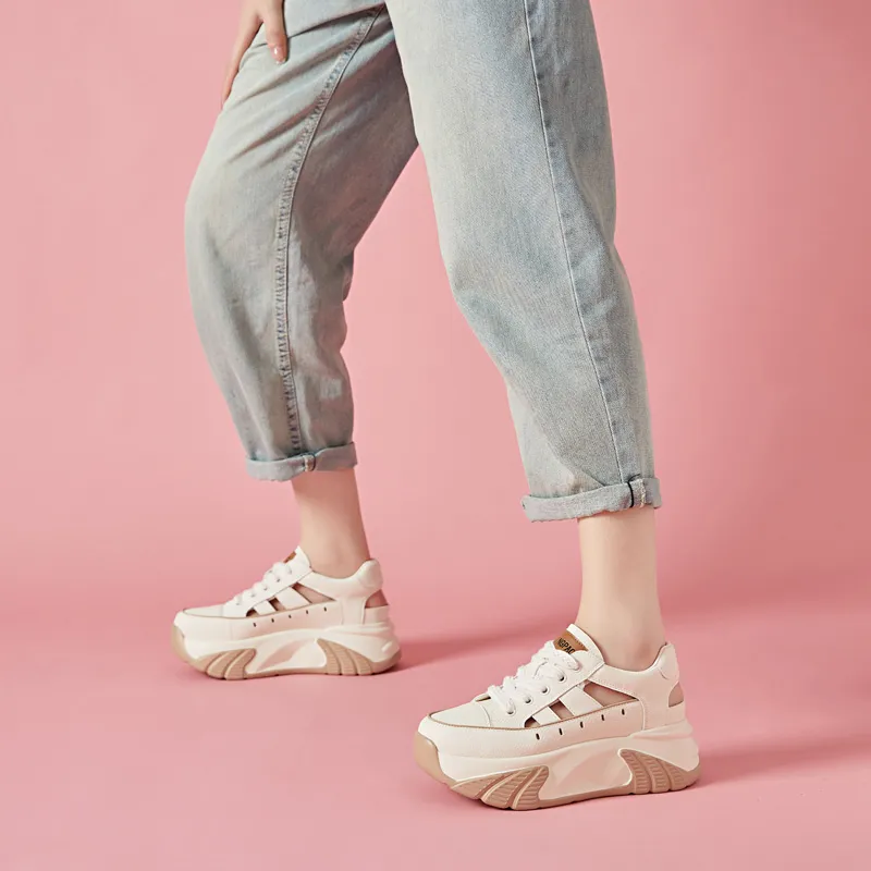 LINGPAO Breathable Low-Top Chunky Sneakers Women's-11