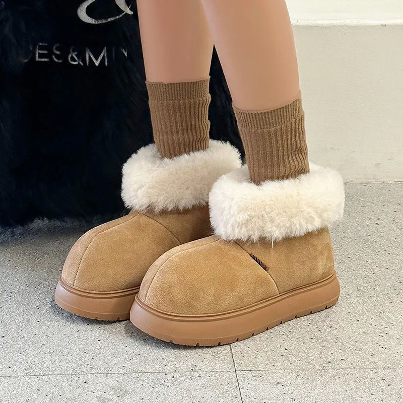 BENZI Warm Wear Resistant Height Increasing Slip Resistant Coverage Short Snow Boots Women's-12