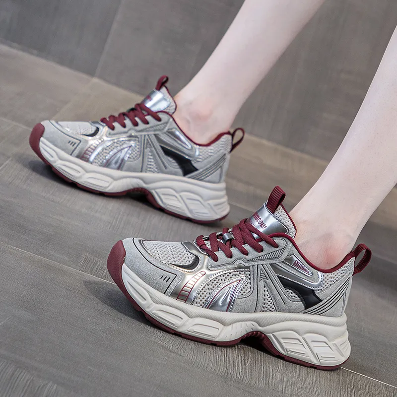 BENZI Anti Slip Wear Resistant Breathable Lightweight Height Increasing Warm Low Top Chunky Sneakers Women's-7
