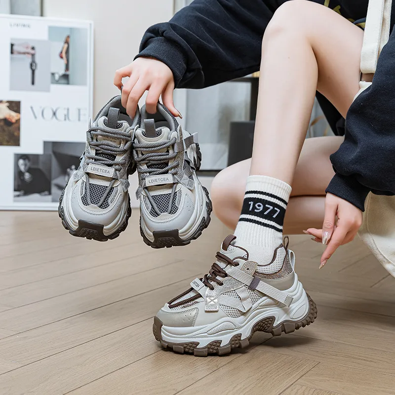 BENZI Anti-Slip Wear-Resistant Breathable Moisture-Wicking Lightweight Height Increasing Low-Top Casual Shoes Women's-4