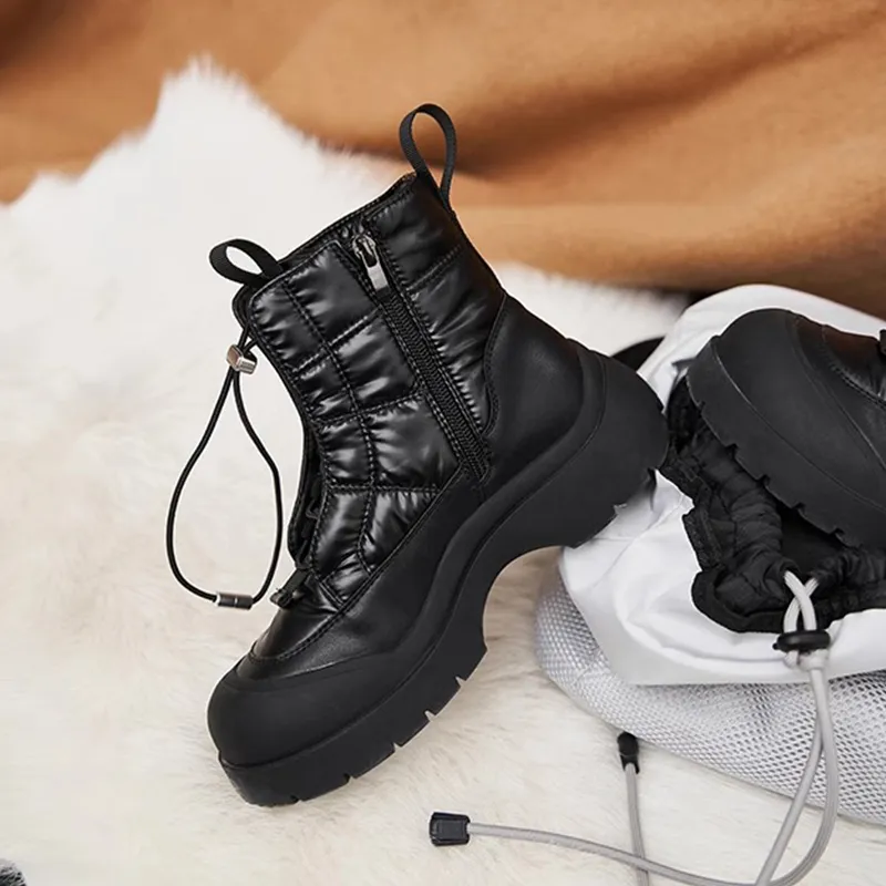 BENZI Warm Water Resistant Wear Resistant Height Increasing Slip Resistant Short Snow Boots Women's-1