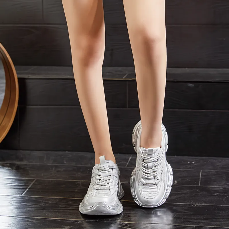 BENZI Anti Slip Wear Resistant Breathable Moisture Wicking Lightweight Low Top Chunky Sneakers Women's-16