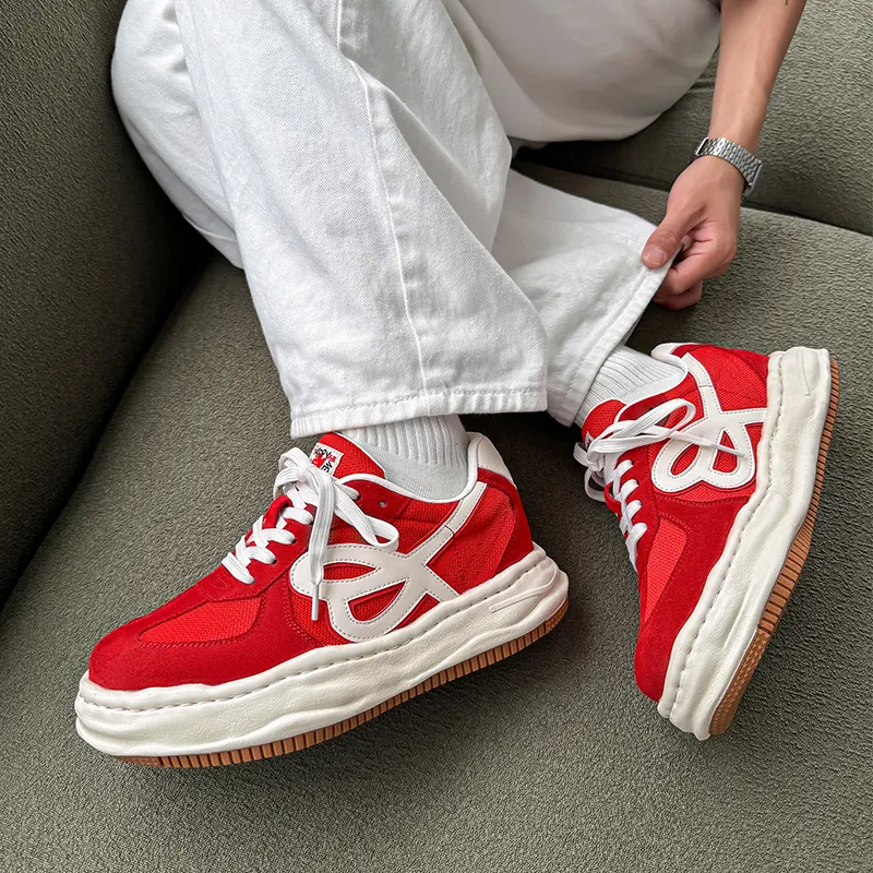 BENZI Low Top Skateboard Shoes Unisex Red-5