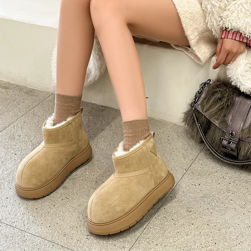 BENZI Warm Wear Resistant Height Increasing Slip Resistant Coverage Short Snow Boots Women's-10
