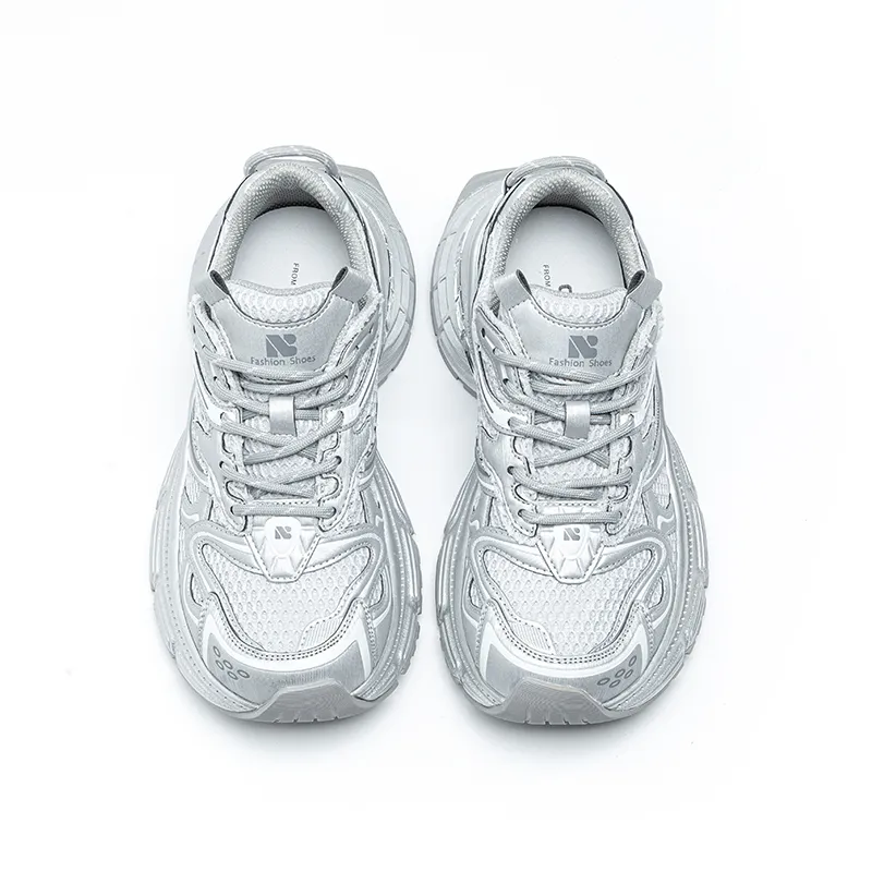 BENZI Chunky Sneakers Women's Low Top Silver/Gray Purple-1