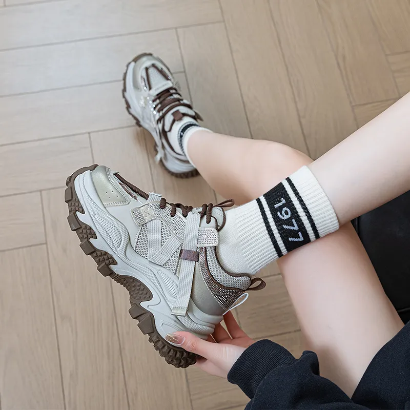 BENZI Anti-Slip Wear-Resistant Breathable Moisture-Wicking Lightweight Height Increasing Low-Top Casual Shoes Women's-3