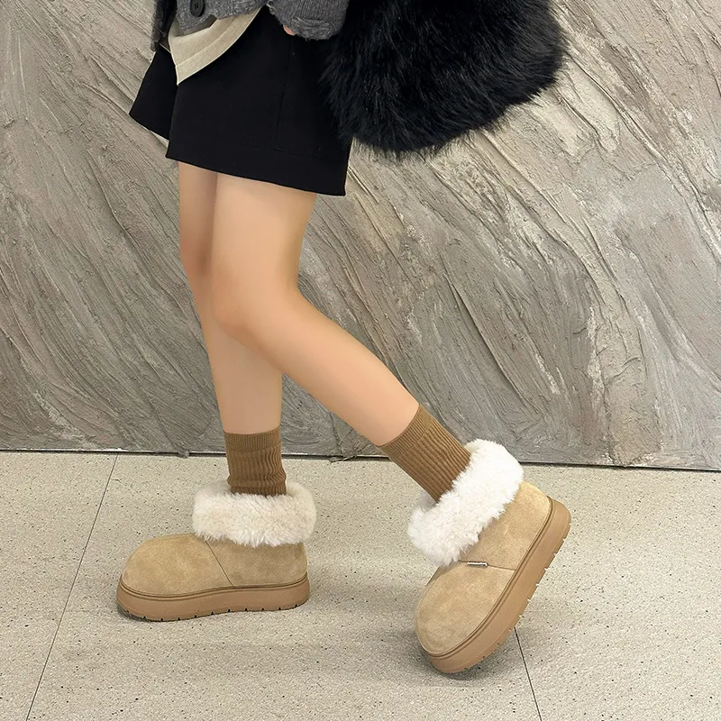 BENZI Warm Wear Resistant Height Increasing Slip Resistant Coverage Short Snow Boots Women's-20